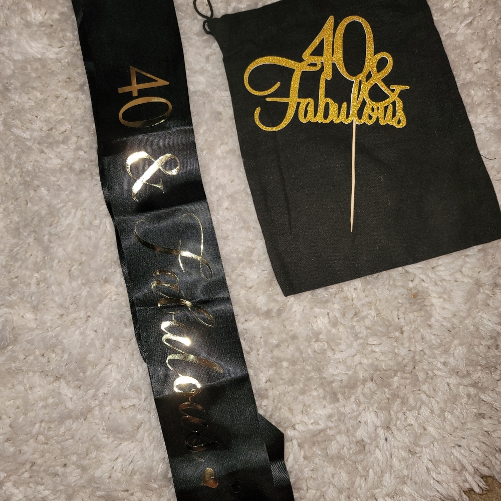 NWT 40th Bday Bundle Cake Topper plus Sash